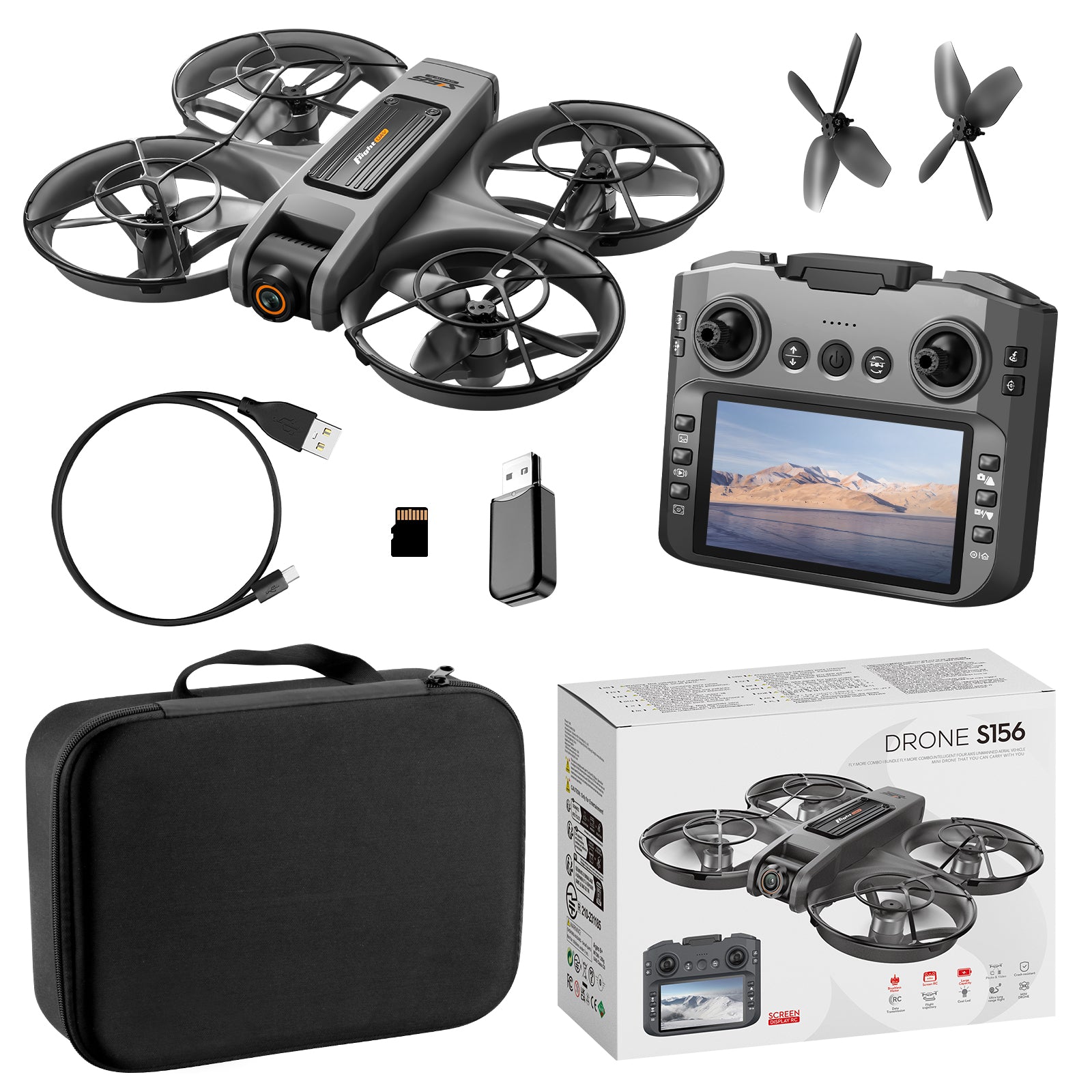 S156 Brushless Drone With Remote Control And Screen, Racing Drone For Aerial Photography, HD Quadcopters With Optical Flow Positioning