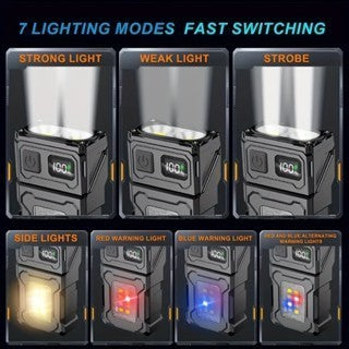 Keychain Flashlight, Portable USB Rechargeable Work Light, Super Bright, Waterproof Hat Clip