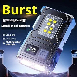 Keychain Flashlight, Portable USB Rechargeable Work Light, Super Bright, Waterproof Hat Clip