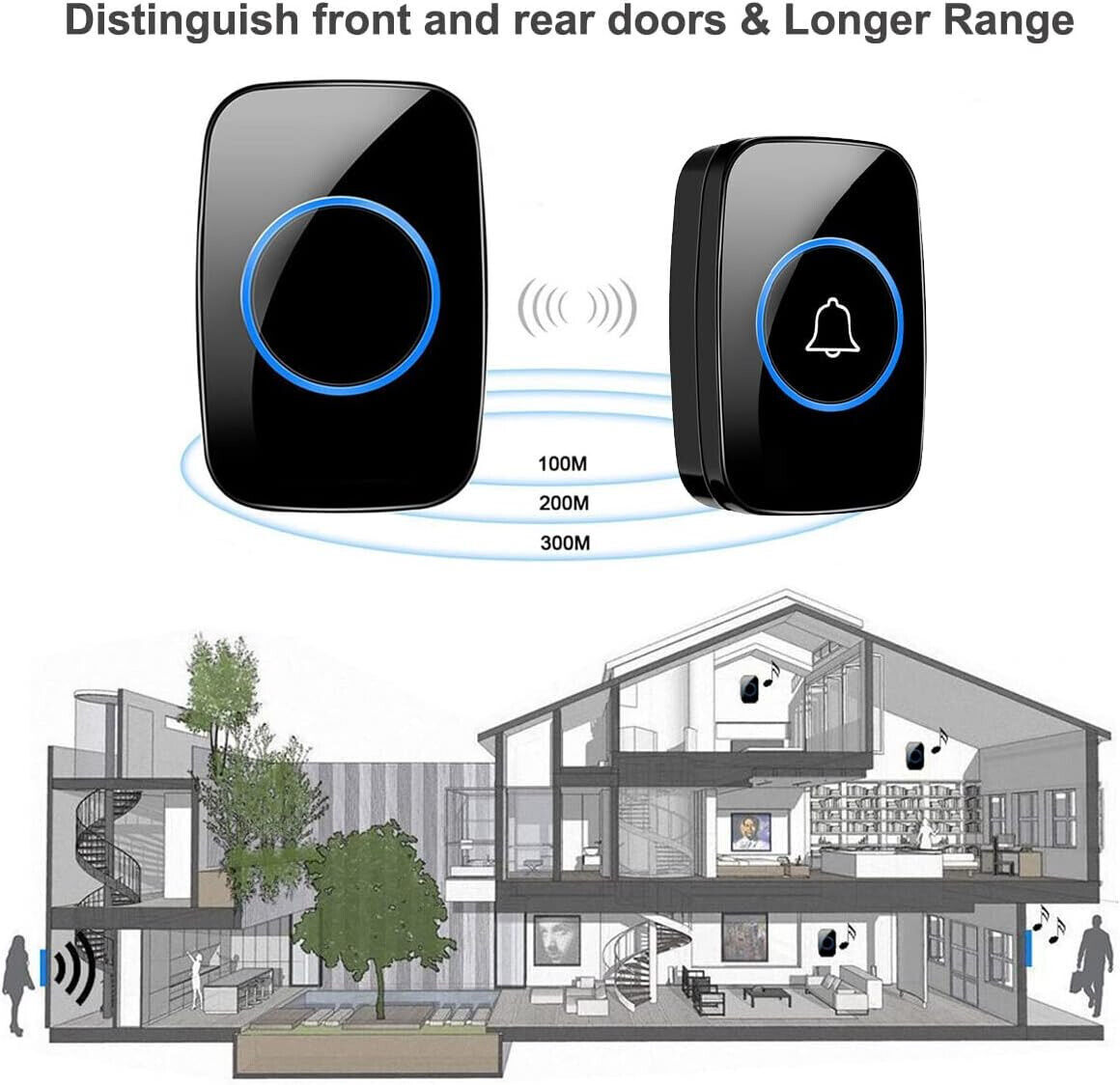 Style A 1-on-1 Black Doorbell